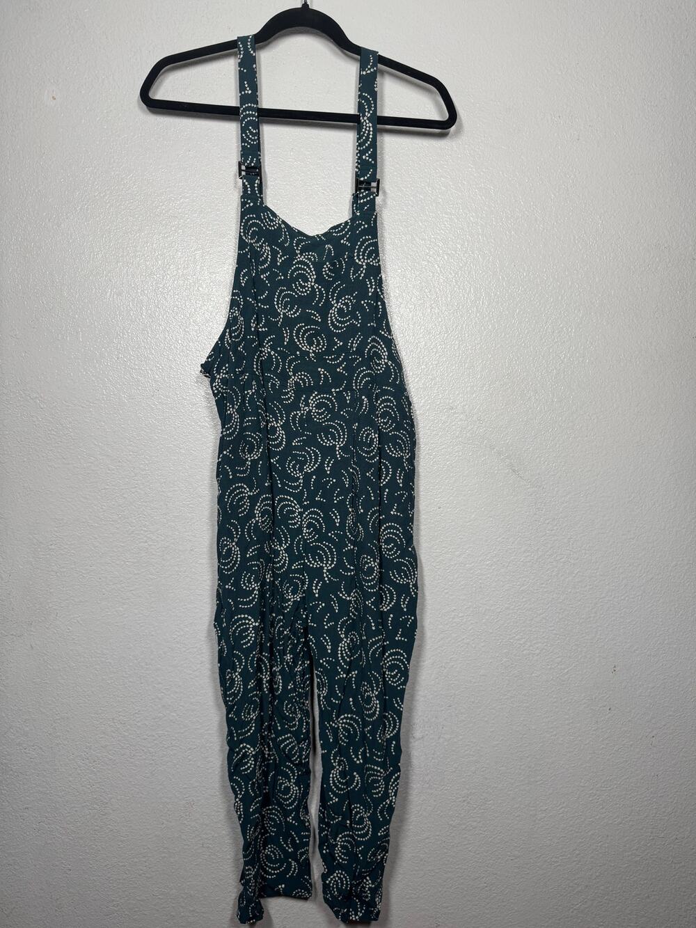 Maeve Tidal Cropped Overall Teal Blue White Sz M Arrow